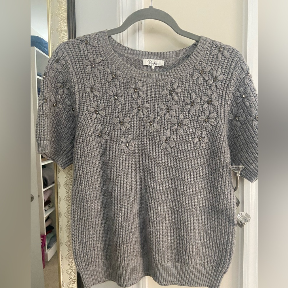 Gray Embroidered Sweater